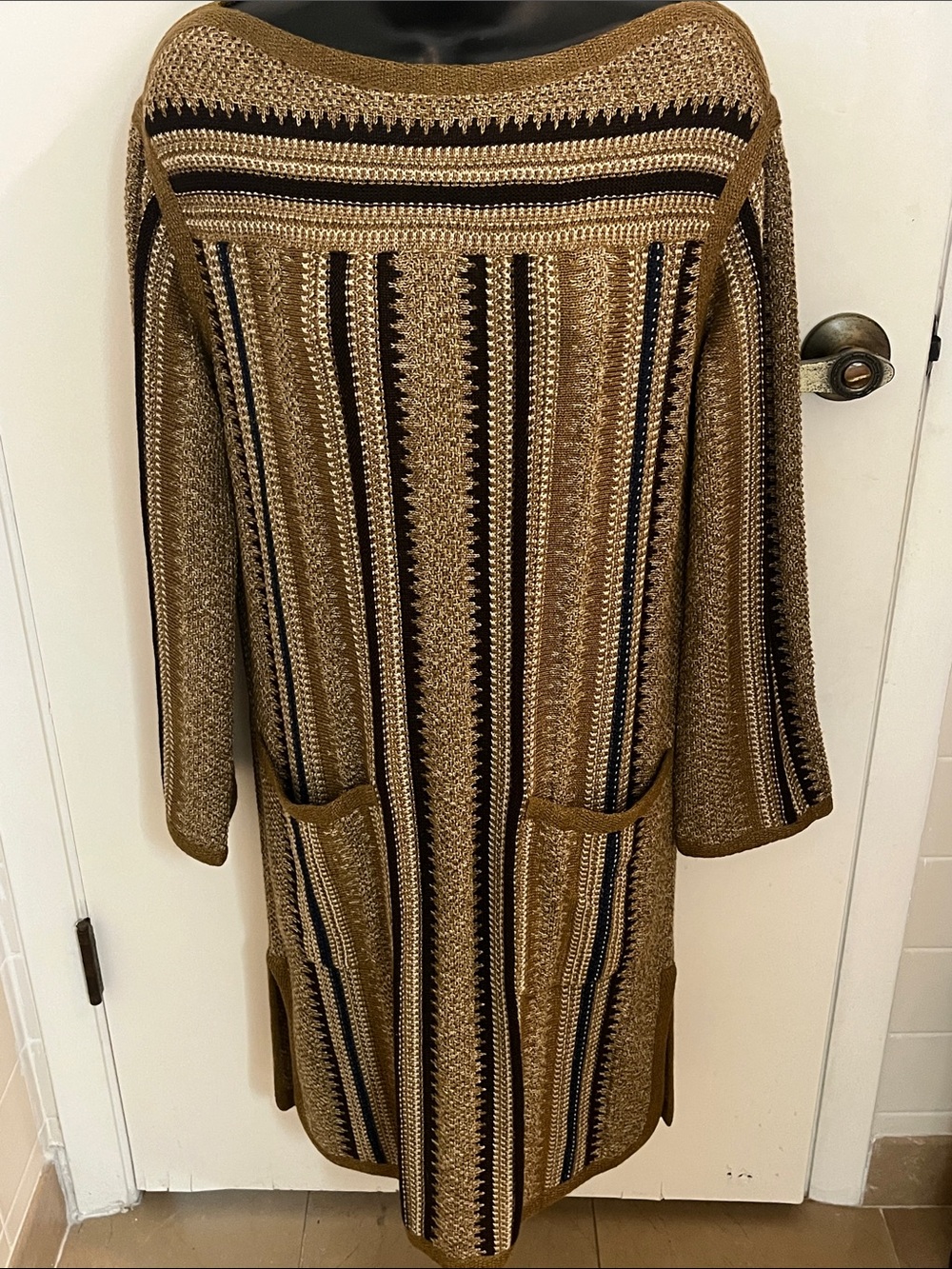 Loro Piana Brown and Cream Woven Dress Size Medium